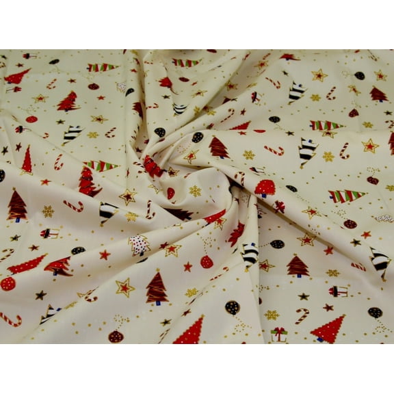 Minerva Metallic 100% Cotton Poplin Fabric Cream - per yard