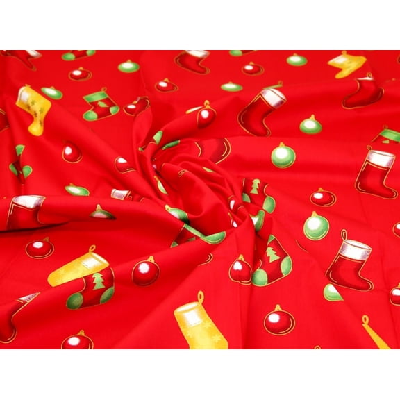 Minerva Metallic 100% Cotton Poplin Fabric Red - per yard