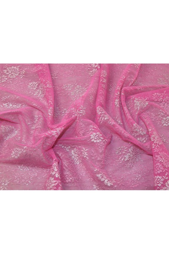 Metallic Lace Fabric Pink - per yard