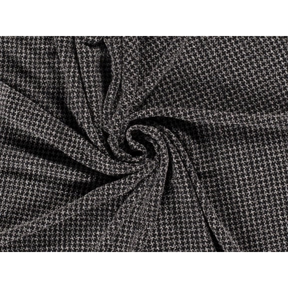 Minerva Metallic Textured Stretch Knit Fabric Silver on Black - per yard