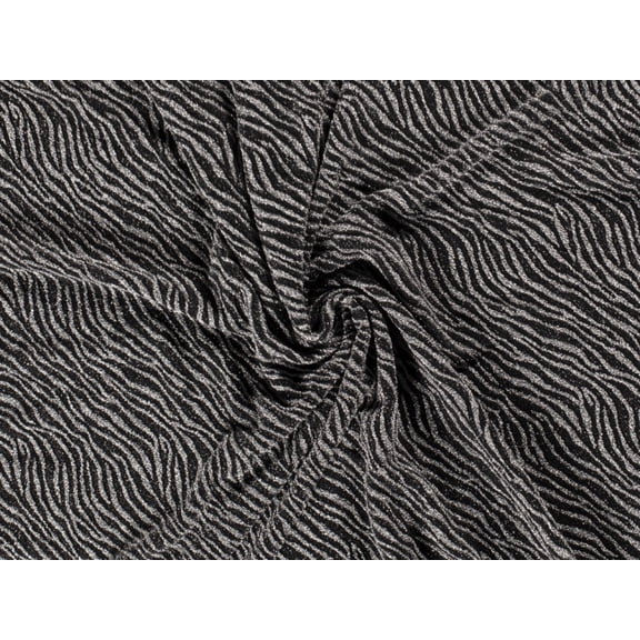 Minerva Metallic Textured Stretch Knit Fabric Silver on Black - per yard