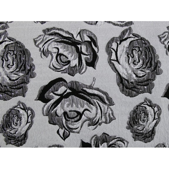 Minerva Metallic Woven Brocade Fabric Silver - per yard