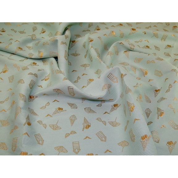 Minerva Metallic Woven Jacquard Fabric Mint - per yard