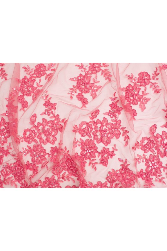 Naomi Beaded Lace Fabric Pink - per yard