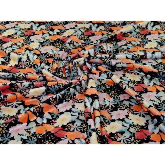 Minerva Plush Cuddle Fleece Fabric Black Multi - per yard