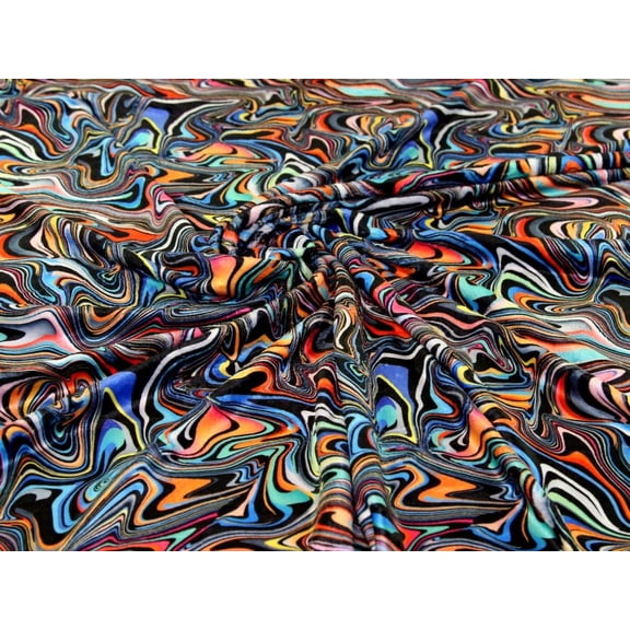 Minerva Plush Cuddle Fleece Fabric Black Multi - per yard