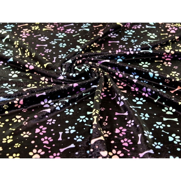 Minerva Plush Cuddle Fleece Fabric Black Multi - per yard
