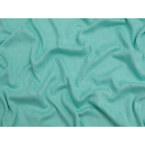 Minerva Pointelle Jersey Stretch Knit Fabric Soft Aqua - per yard