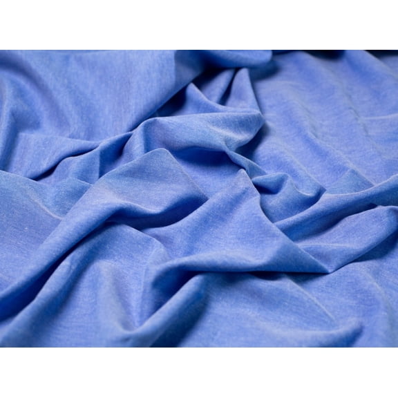 Minerva Polycotton Chambray Fabric Mid Blue - per yard