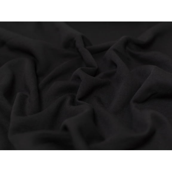 Minerva Polycotton Fleece Back Sweatshirt Stretch Knit Fabric Black - per yard