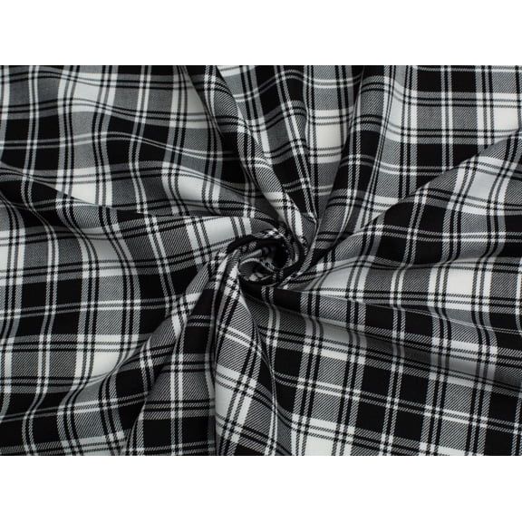 Minerva Polyester Viscose Suiting Fabric Black & White - per yard
