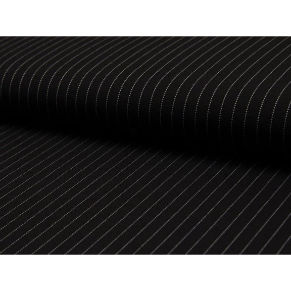 Minerva Deadstock Double Stretch Ponte Roma Knit Fabric, Black Stripe Print for Dressmaking, 57" Wide, By the Yard