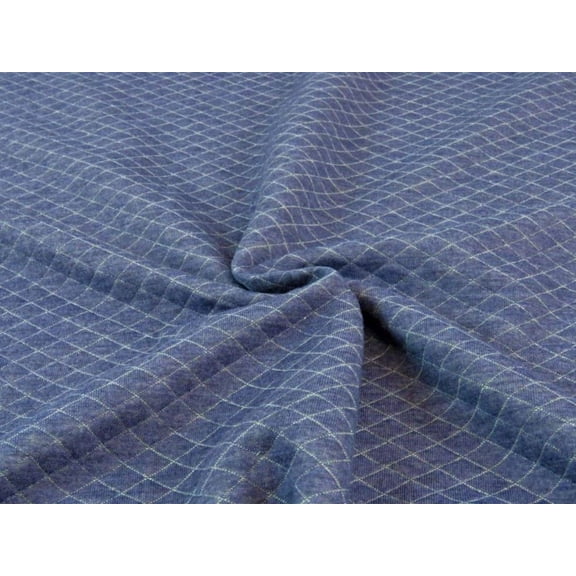 Minerva Quilted Textured Stretch Knit Fabric Jeans Blue - per yard