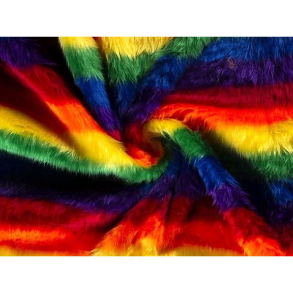 Minerva Rainbow Faux Fur Fabric Multicoloured - per yard