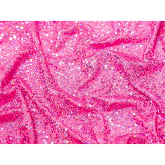 Minerva Sequin ITY Silky Stretch Knit Fabric Flo Pink - per yard