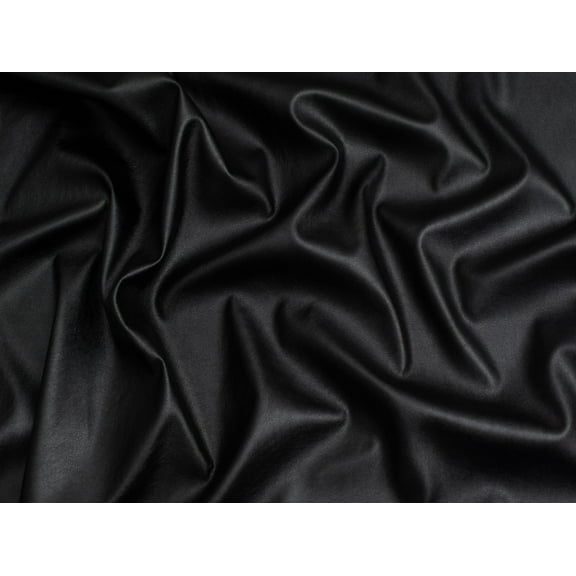 Minerva Stretch Faux Leather Fabric Black - per yard