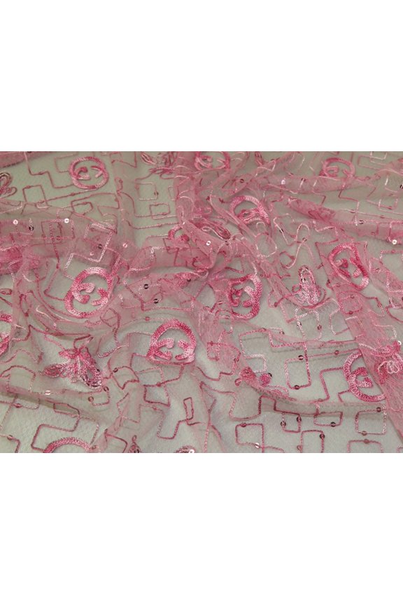 Stretch Lace Fabric Pink - per yard