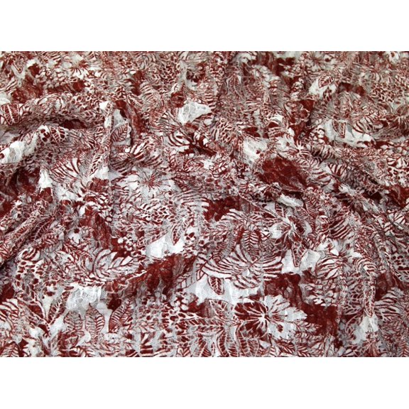 Minerva Stretch Lace Fabric Rust - per yard