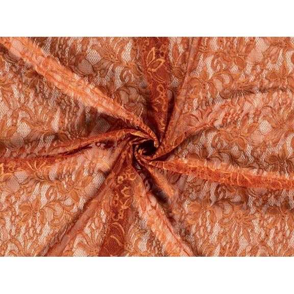 Minerva Stretch Lace Fabric Rust - per yard