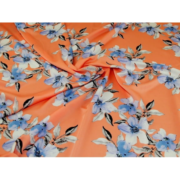 Minerva Stretch Woven Polyester Crepe Fabric Peach & Lavender - per yard