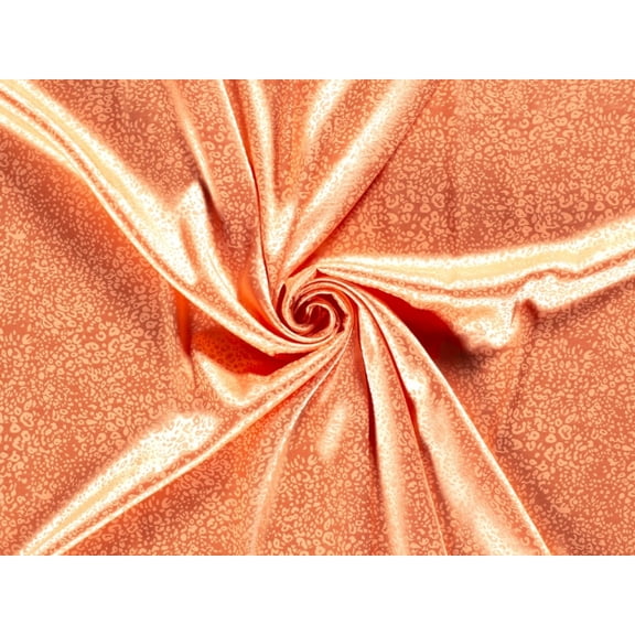 Minerva Stretch Woven Satin Jacquard Fabric Salmon - per yard