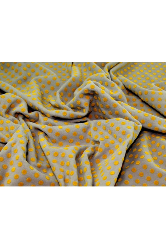 Textured Spot Brushed Stretch Knit Fabric Stone & Mustard - per yard