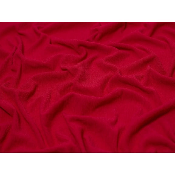 Minerva Tree Bark Textured Stretch Woven Crepe Fabric Cherry Red - per yard