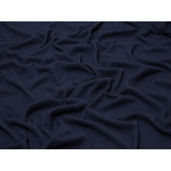 Minerva Tree Bark Textured Stretch Woven Crepe Fabric Navy Blue - per yard