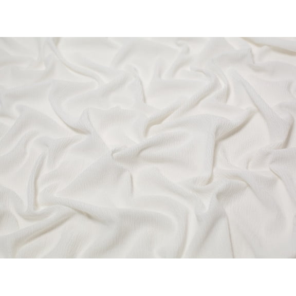 Minerva Tree Bark Textured Stretch Woven Crepe Fabric White - per yard