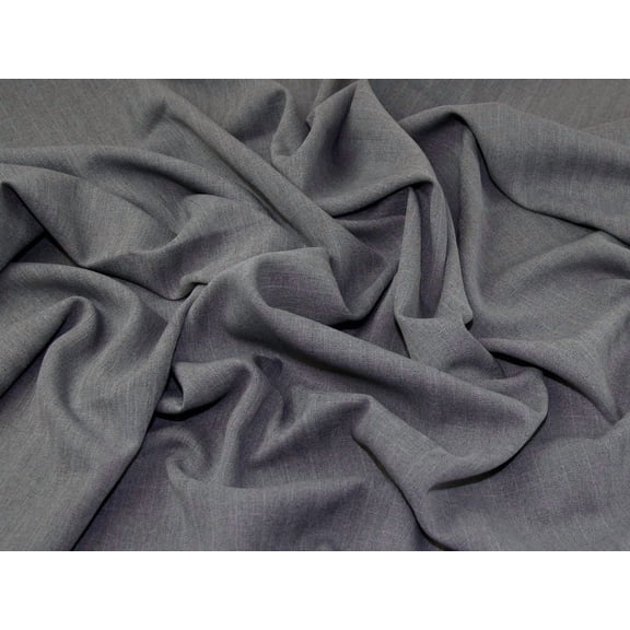 Minerva Deadstock Tweed Polyester Suiting Fabric, Gray Herringbone Print for Dressmaking, 56" Wide, By the Yard