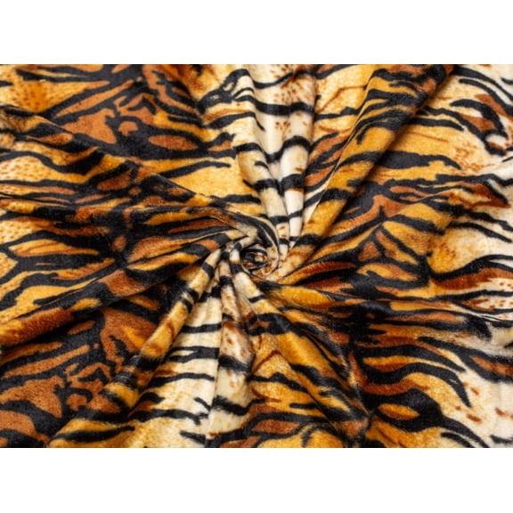 Minerva Velboa Faux Fur Fabric Tiger - per yard