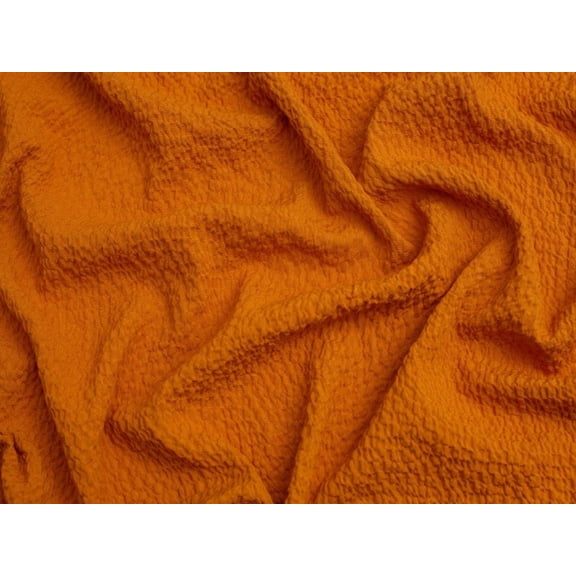 Minerva Viscose Crinkle Textured Gauze Fabric, Ochre Solid for Dressmaking, 53" Wide, By the Yard