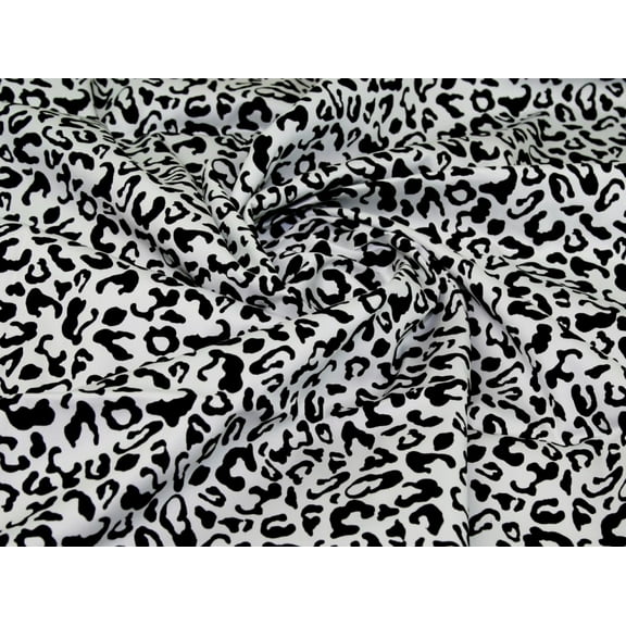 Minerva Woven Stretch Cotton Sateen Fabric Black on White - per yard