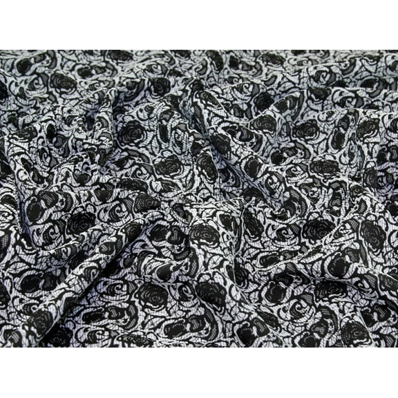 Minerva Woven Textured Jacquard Fabric Silver & Black - per yard