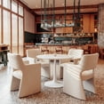 thumbnail image 1 of Minet Dining Chair Linen White Dining Chair, Modern Style, Cozy polyester linen fabric, Plywood, Indoor Dining, 1 of 7