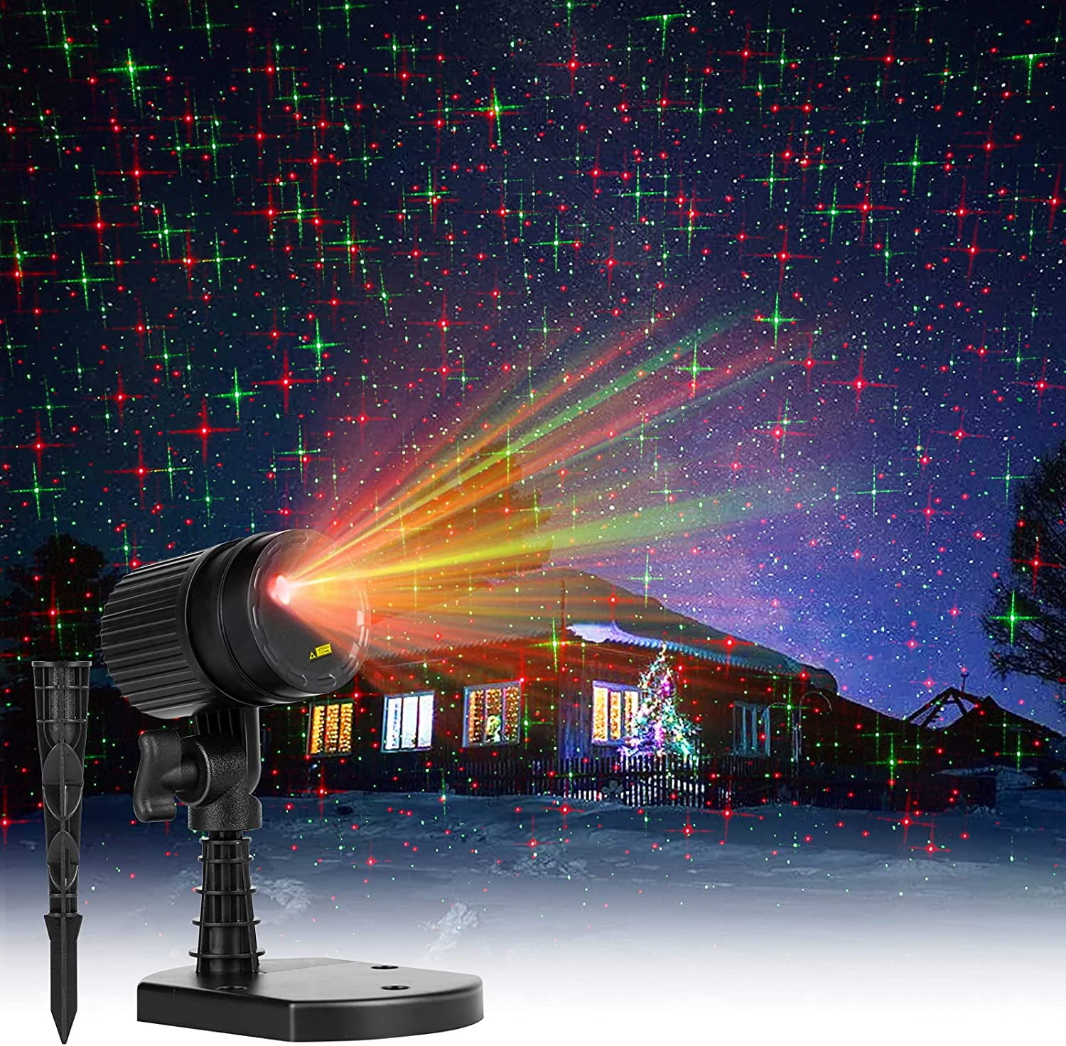 Christmas Lights Laser Projector Outdoor Red and Green Starry Christmas Lights Laser