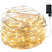 Minetom Fairy Lights Plug in, 33Ft 100 LEDs Waterproof Silver Wire Firefly Lights, UL Adaptor Included, Starry String Lights for Wedding Indoor Outdoor Christmas Patio Garden Decoration, Warm White