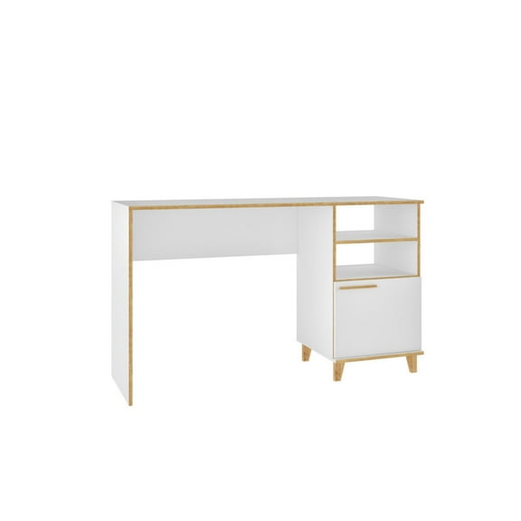 Minetta 2-Shelf Mid Century Office Desk , White