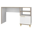 thumbnail image 1 of Minetta 2-Shelf Mid-Century Office Desk in White, 1 of 4
