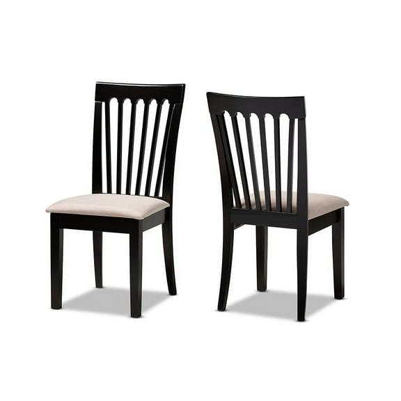 Baxton Studio Minette Modern and Contemporary Sand Fabric Upholstered Espresso Brown Finished 2-Piece Wood Dining Chair Set Set