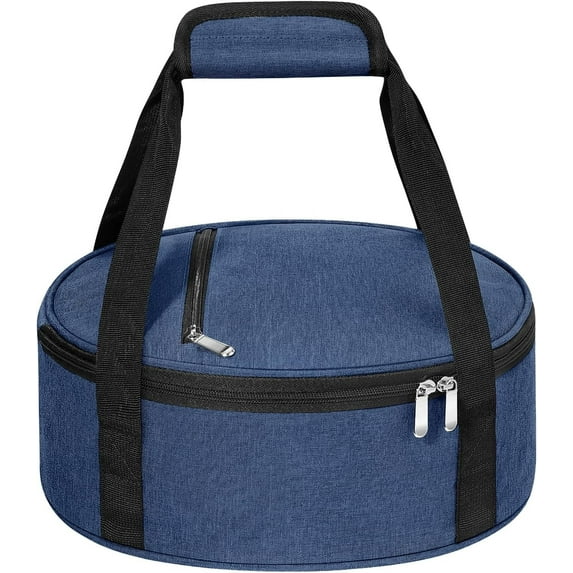 Ming Chen Round Insulated Casserole Carrier, Pie Carrier Bag, Portable Casserole Carrier for Hot or Cold Food Lunch Tote, Lunch Bag for Parties Picnic, Fits 12.5" Baking Dish, Grey