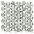 Ming Green & Thassos White Geometric Marble Mosaic Wall & Floor Tile ...