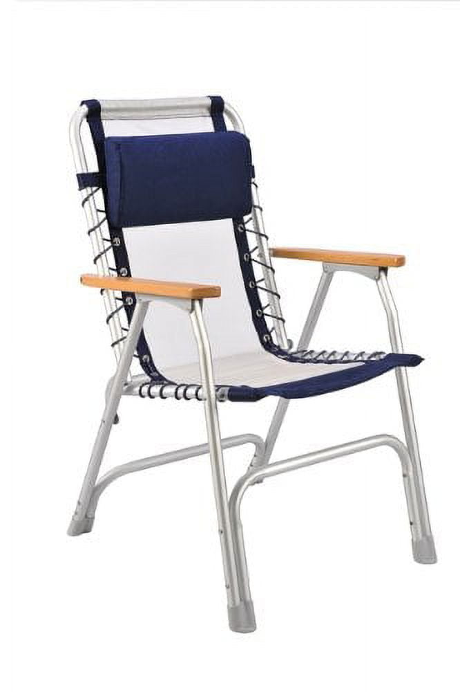 Ming'S Mark 32020 White Mesh Marine Captain Chair With Blue Border 