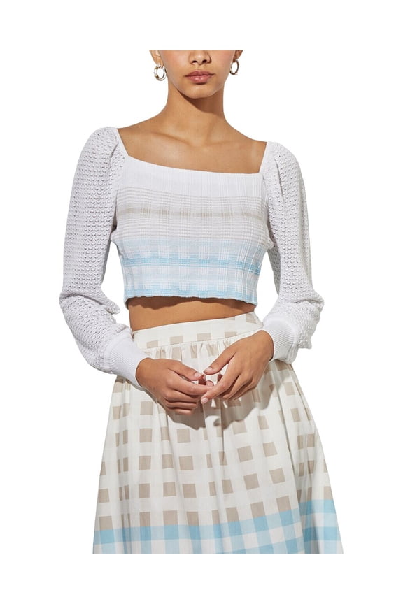 womens Bishop Sleeve Crop Top, XL