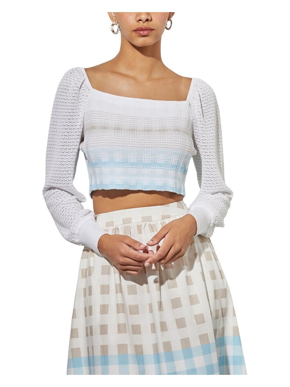 womens Bishop Sleeve Crop Top, l