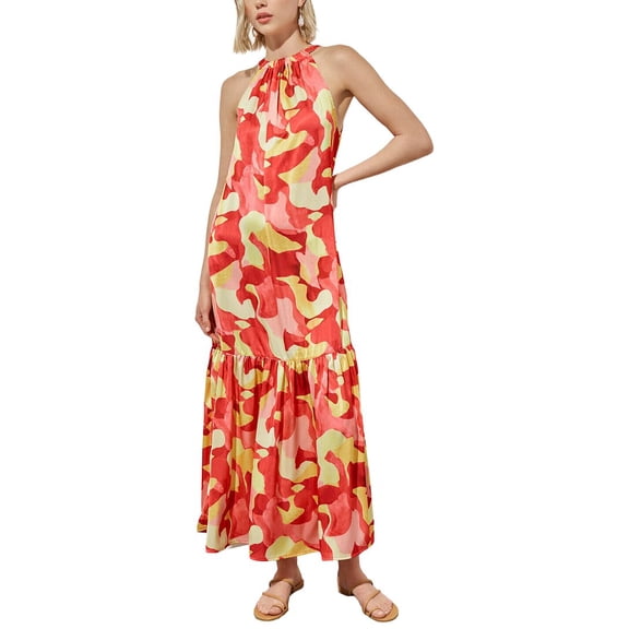 Ming Wang womens Drop-Waist Crepe de Chine Maxi Dress, s