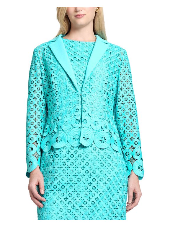 womens Geometric Lace Cutout Woven Jacket, XXS