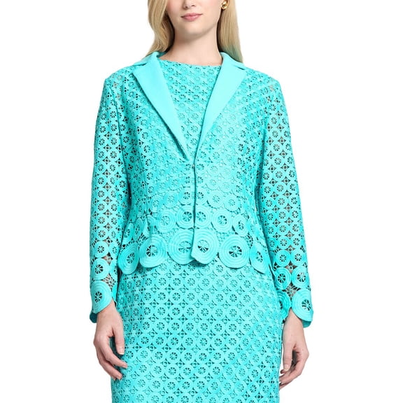 Ming Wang womens Geometric Lace Cutout Woven Jacket, m