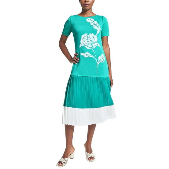 Ming Wang womens  Midi Drop-Waist Dress, xs
