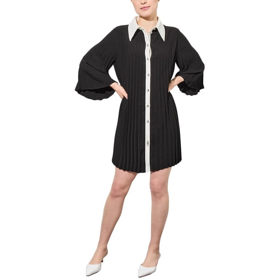 Ming Wang womens Mini Crepe de Chine Shift Dress, s
